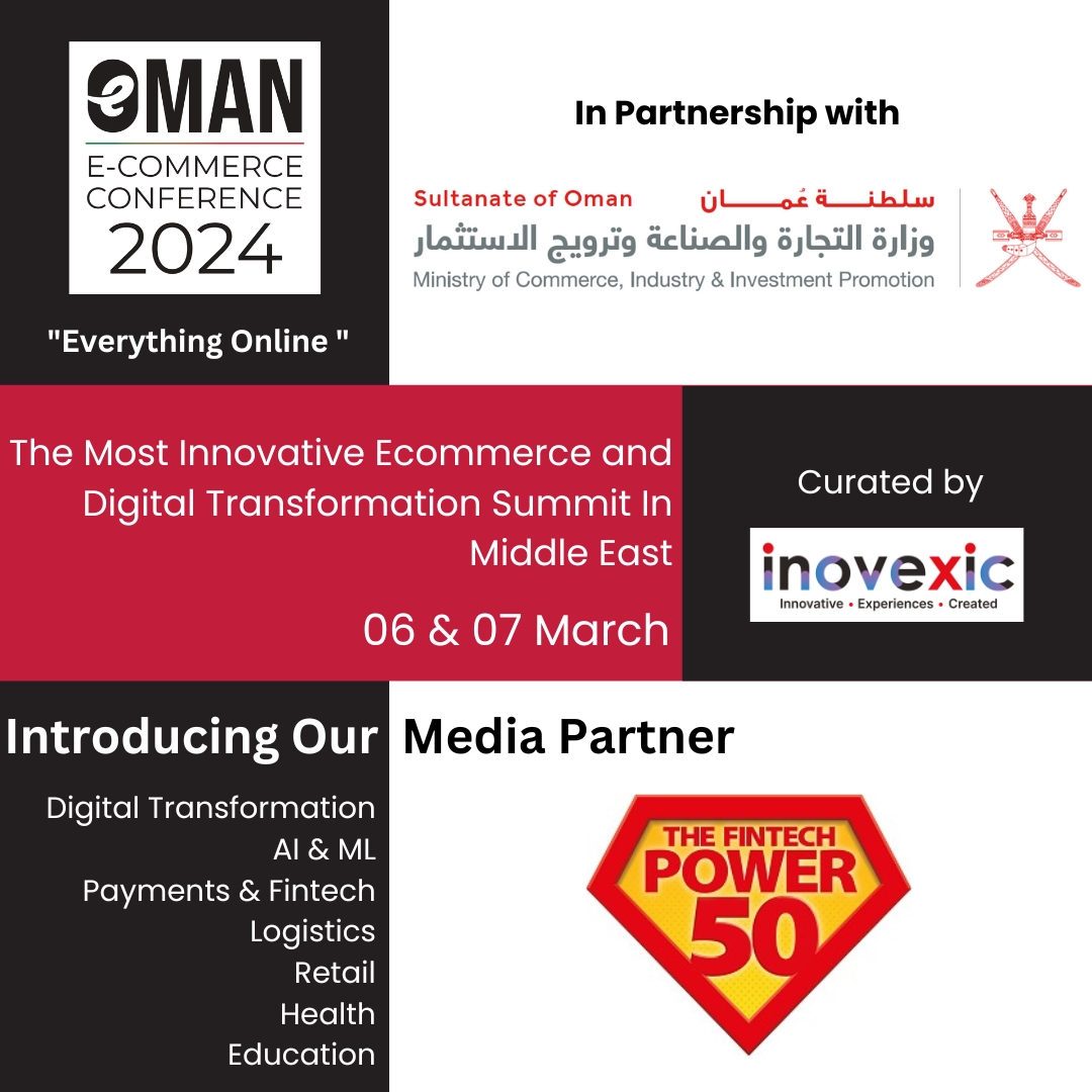 OecFuture's tweet photo. Thrilled to have the esteemed The Fintech Power 50 as our media partner. Join us https://t.co/ei5bcbYECB for the upcoming Oman E-commerce Conference Chapter 2 that's set to redefine the e-commerce landscape in Oman. Stay tuned for exciting updates!

#oecfuture #oman #ecommerce https://t.co/y2dgxBn0su