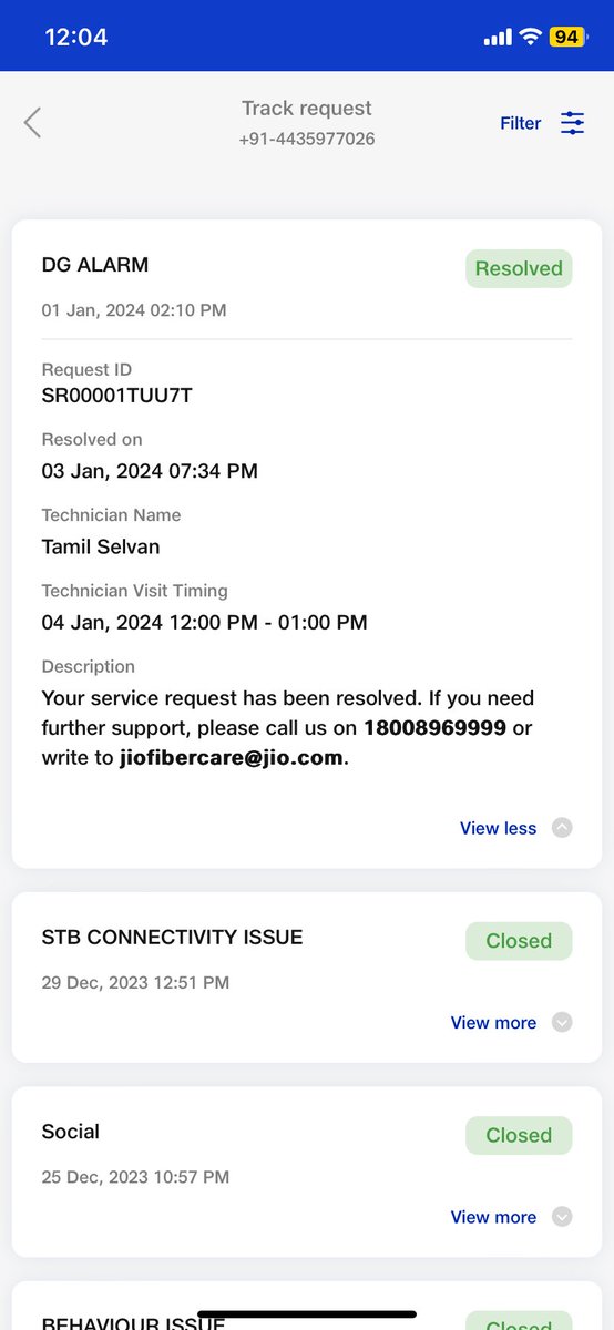 ADITYA08822136's tweet photo. Worst service from Jio  , no one came to my house but they marked has they resolved it 😡😡 .Technician Tamil Selvam was fake I never seen him worst service from chennai .Jio give my payment amount I am going to cancel the network @reliancejio @JioCare #worst https://t.co/EKqtDZ6yXv