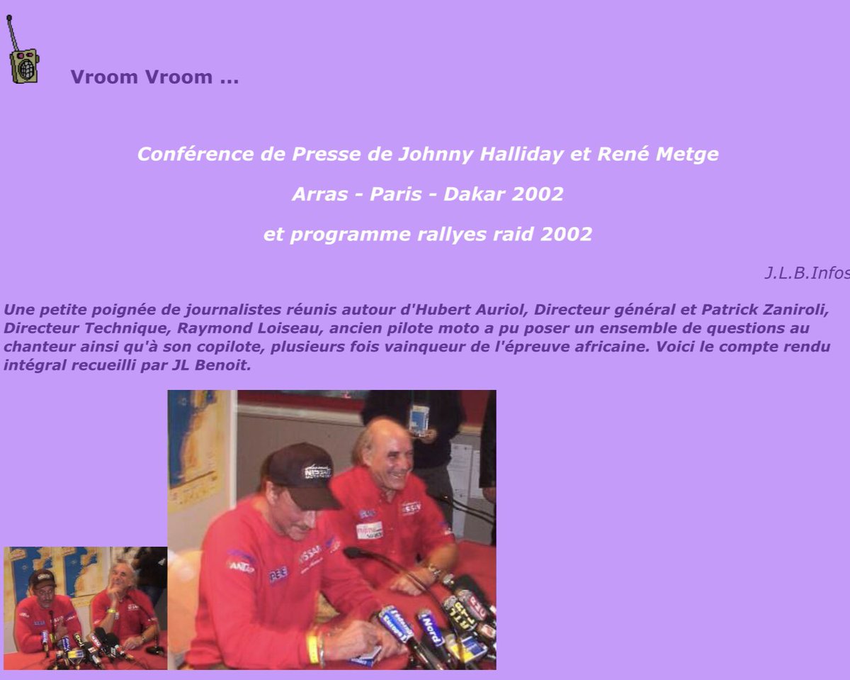 News #rallyraid #pressadom #vipradioonline : #ReneMetge nous quitte à l’age de 82 ans, un grand pilote triple vainqueur du #ParisDakar et ancien directeur de course de l’épreuve, les souvenirs multiples comme ici avec #JohnnyHalliday pour un long interview des moments forts. RIP