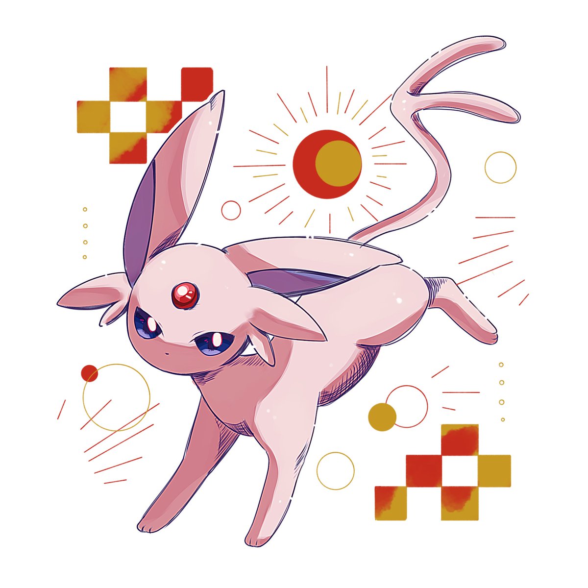 espeon no humans pokemon (creature) solo full body closed mouth forehead jewel white background  illustration images