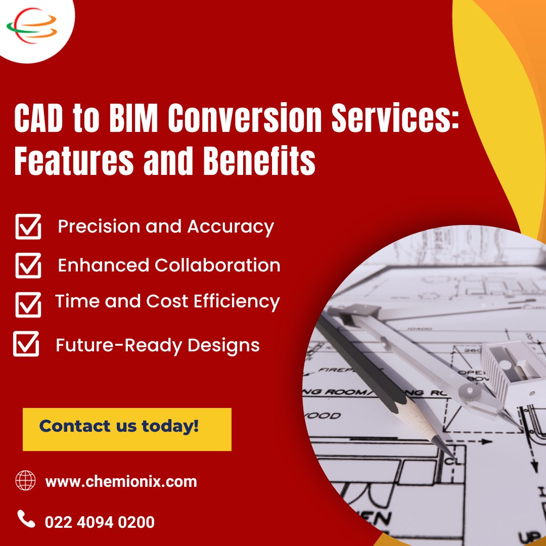 chemionix's tweet image. Unlock the future of design with our CAD to BIM Conversion Services! Explore the seamless transition from 2D to 3D, enhancing precision and collaboration. Elevate your projects with accuracy and efficiency.
visit:bit.ly/46xvmEb
.
.
#cadtobim #bimconversion #chemionix