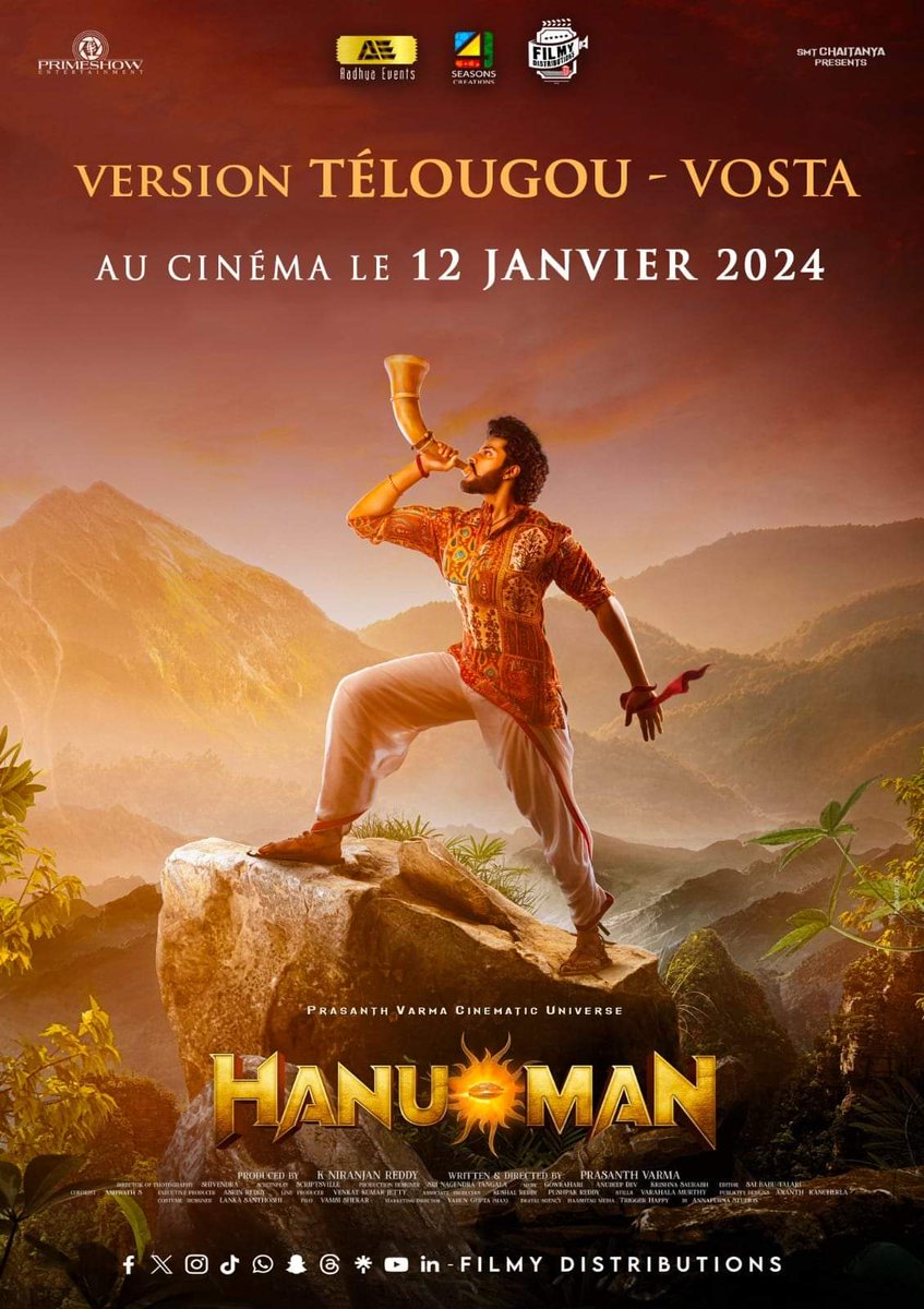 cinesunlights's tweet photo. Prochainement en France
#MaheshBabu dans #GunturKaaram (Telugu) et #TejaSajja dans #Hanuman (Telugu-Hindi)
En salles Françaises le 12 janvier 2024.
@4SeasonCreation #ADYAevents #FilmyDistributions https://t.co/3tTCA2WiM5