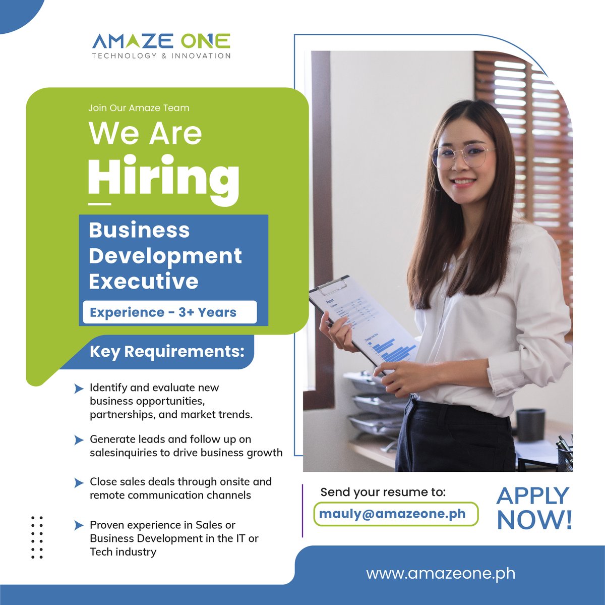 AmazePh's tweet photo. Prospective candidates are kindly requested to forward their resumes to mauly@amazeone.ph for consideration.  

#hiring #hiringnow #hiringalert #jobs #jobsalert #intership https://t.co/kC7YTWZrQd