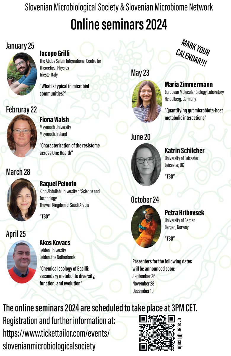 We are happy to share the impressive line-up of speakers for this year's seminar series, organized jointly by the Slovenian Microbiological Society (@SlovenianSmd) and the Slovenian Microbiome Network. Join us!