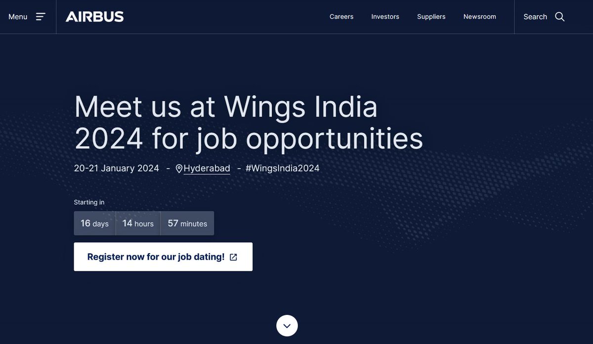 Exciting Career Opportunities across Airbus Group. 
Please visit #WingsIndia2024 Hyderabad, India for Job Dating. 20th to 21st Jan 2024, Click on link below airbus.com/en/en/wings-in… 
#म #मराठी #मराठीनोकरी #Aviation #TeamAirbus