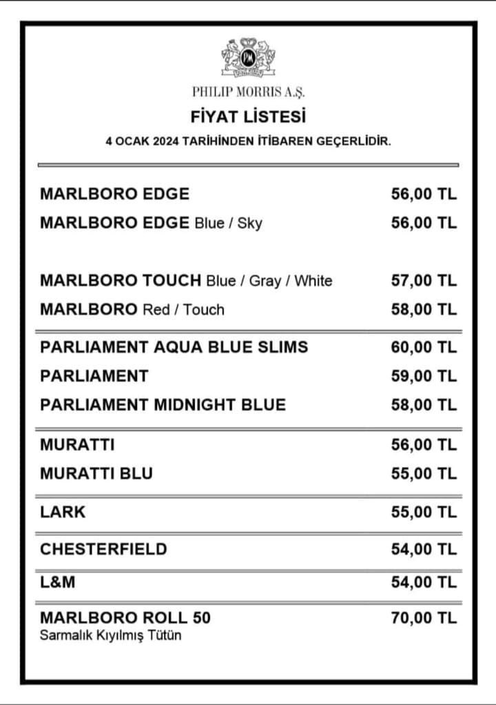 Philip Morris grubu sigaralara zam geldi.