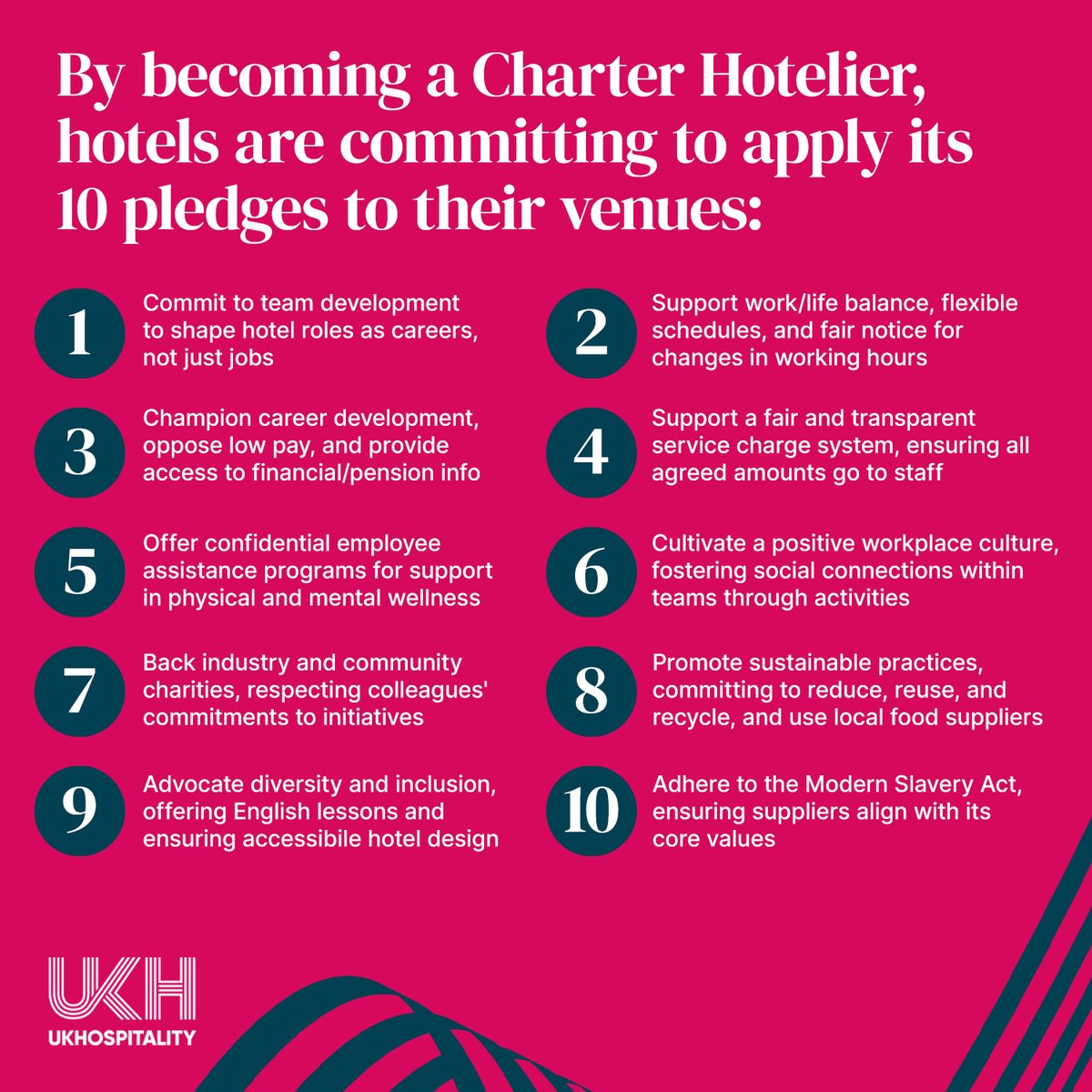 The Hotelier's Charter aims to raise the profile of the hotel industry and advocate for hotels as a great career choice, while also dispelling the myth that a job in the sector cannot translate to a successful and fulfilling career: ukhospitality.org.uk/work/hoteliers…