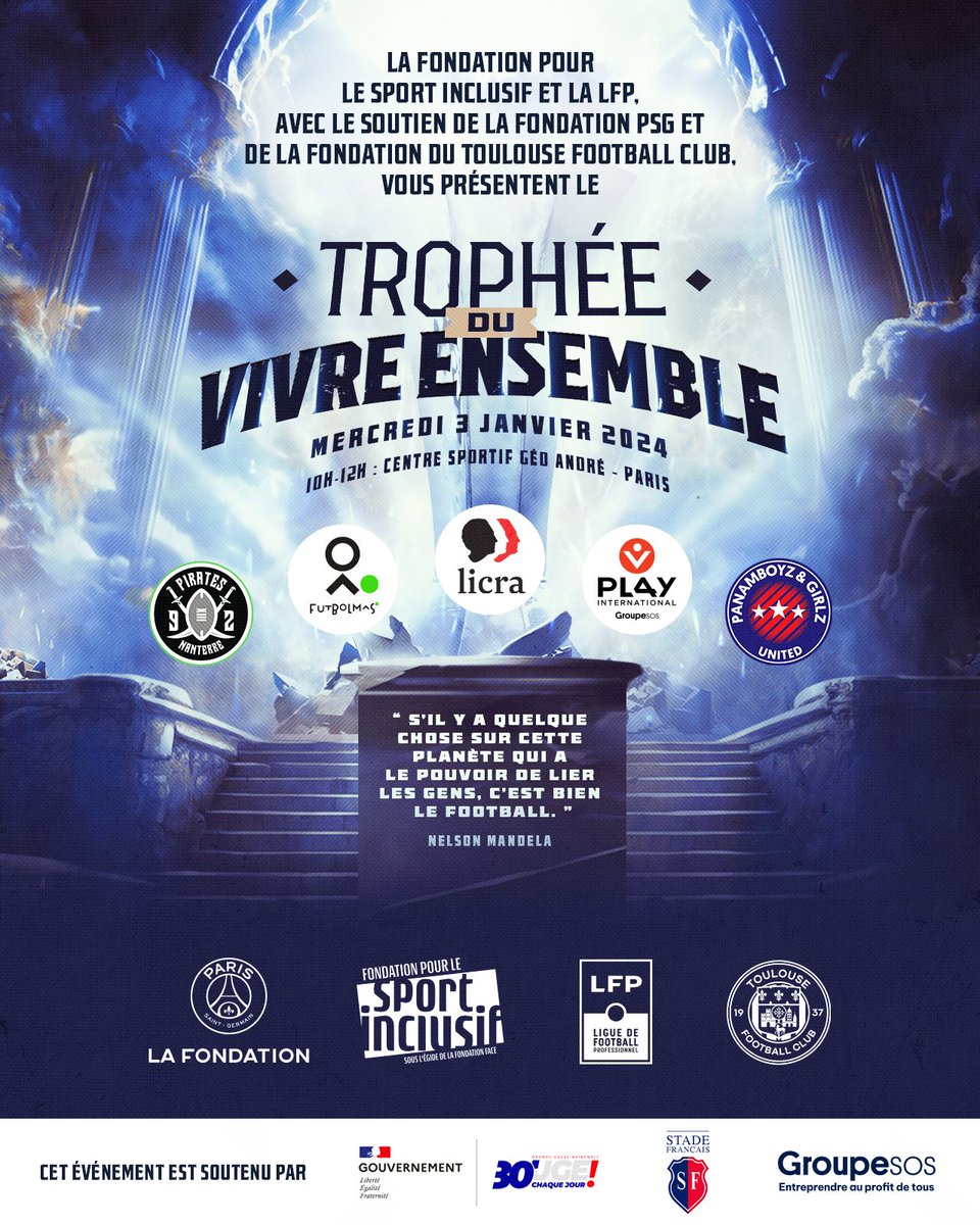 C'est demain avec @LFPfr @FondationPSG @FondationTFC @pl4y @PanamboyzUtd @_LICRA_ dans le cadre Grande Cause Nationale 2024 🇨🇵 avec le soutien de @AOC1978 et organisé par @FSportInclusif @GroupeSOS @JMBorello