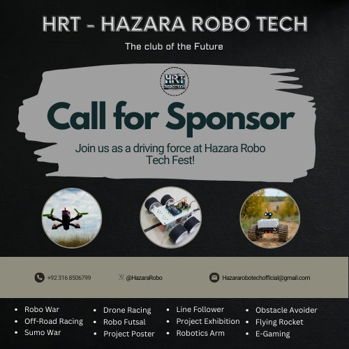 HazaraRobo's tweet photo. 💠Call For Sponsor💠
🏁HRT (Hazara Robo Tech)🏁
🌐The_Club_Of_The_Future🌐
.
.
#hazararobotech #HRT
#hazara_robo_tech
#hazara_robowar #hazara_university_mansehra
#ai #drone_racing #the_club_of_the_future
#sumo_war #line_follower
#off_road_racing #robo_futsal 
#project_poster https://t.co/pg8wD1bVuS