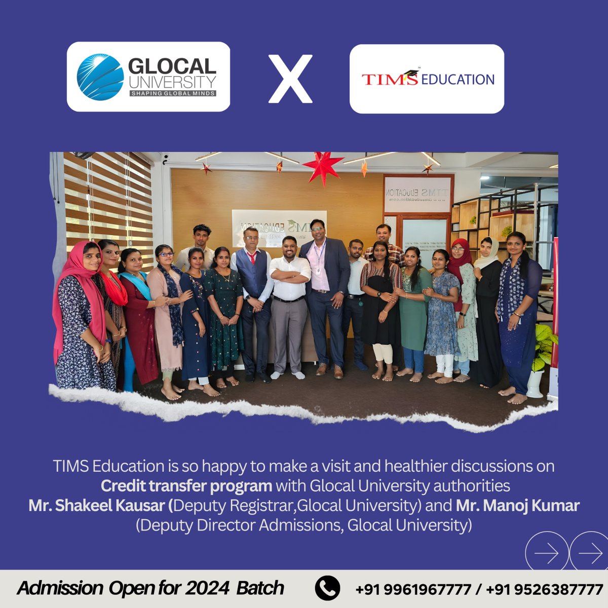 timstirur's tweet photo. TIMS Education is so happy to make a visit and healthier discussions on credit transfer program with Glocal University authorities Mr. Shakeel Kausar (Deputy Registrar,Glocal University) and Mr. Manoj Kumar (Deputy Director Admissions, Glocal University) https://t.co/rKMSdWkp8q
