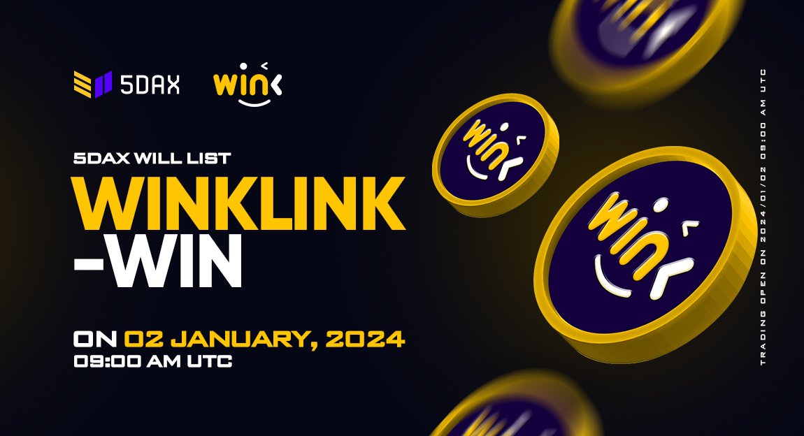 5dax_exchange's tweet photo. 🔔 5DAX has added WINkLink ( $WIN) trading pair at 09:00 AM UTC on 2024/01/02
@WinkLink_Oracle

➡️ Users can trade with WIN/USDT

👉Full news: https://t.co/c7setElB8l

#NewListing  #5DAX  #TRX  #WINkLink  #WIN  #cryptonews  #tradingcrypto https://t.co/VPxUDjPHTm