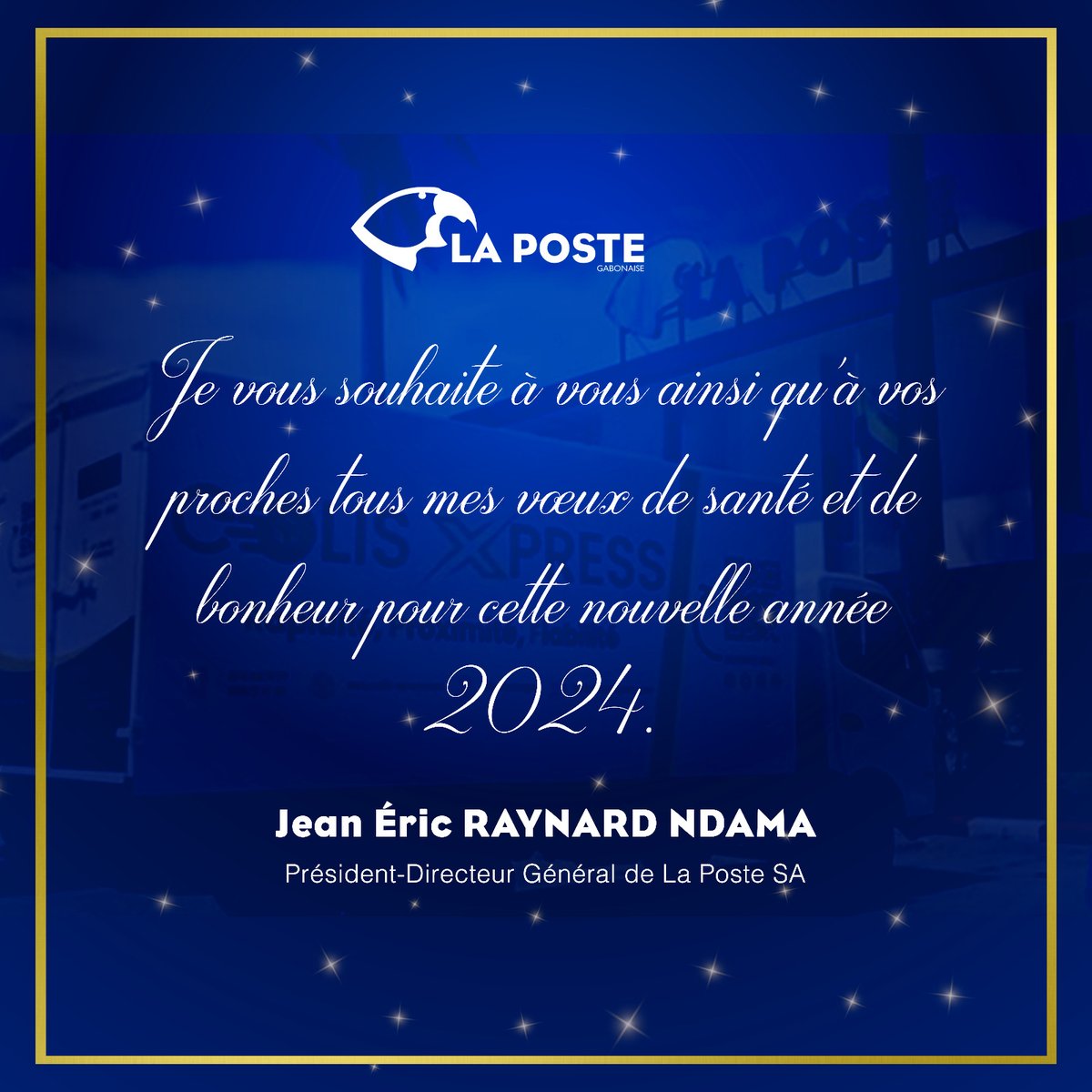 poste_sa's tweet photo. Le Président Directeur Général de la POSTE SA, M.Jean Éric RAYNARD NDAMA vous souhaite ses meilleurs vœux ! https://t.co/zy89mfdBRS