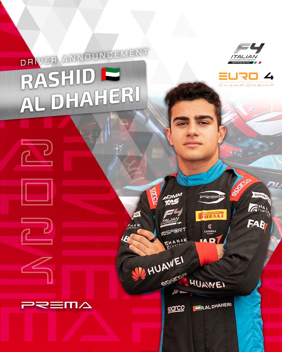 PREMA_Team's tweet photo. 🚨DRIVER ANNOUNCEMENT🚨

PREMA signs Al Dhaheri for 2024 Formula 4 programme 🇦🇪🤩

📰15-year-old Emirati set for second F4 season↘️

#PremaZone #driverannouncement #f4 https://t.co/ppj6Kp3fyq