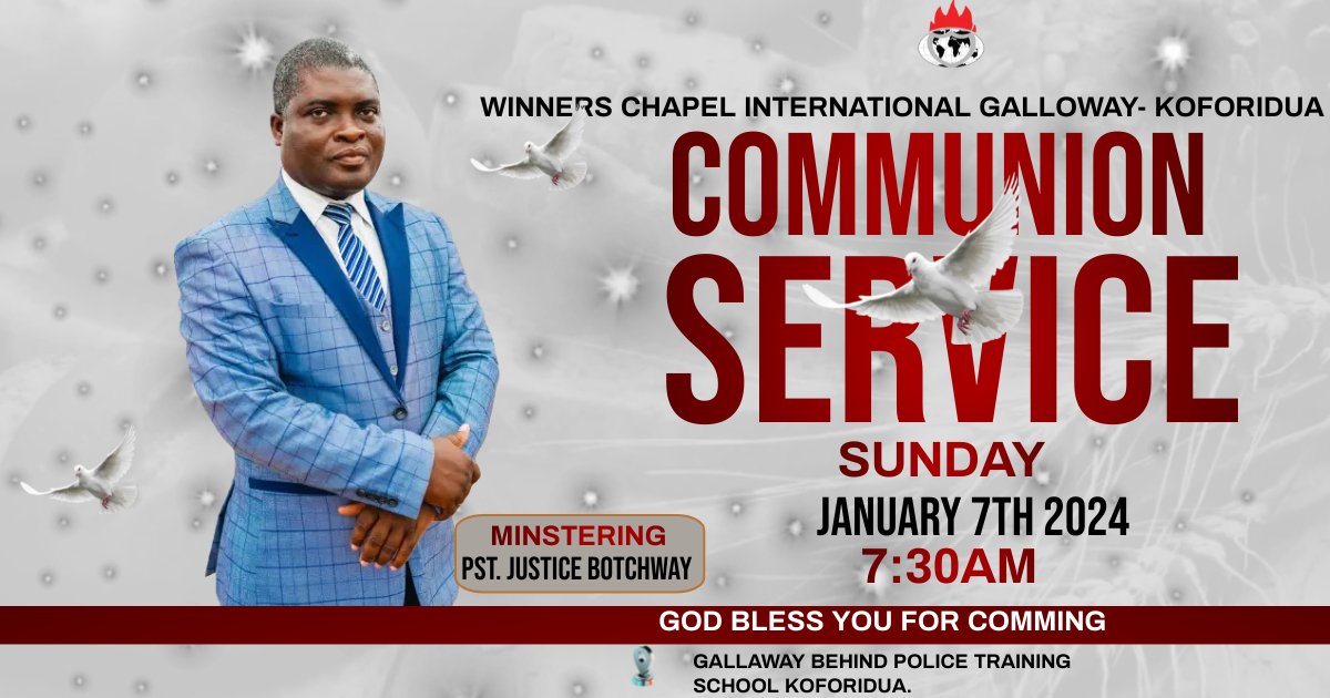 Winners_Kdua's tweet photo. Worship with us on the first SUNDAY of FORTUNE 2024. It is a special Communion Service .
#Fortune2024 
#homeOfWonders
#WinnersChapel https://t.co/FJfcPAkffT