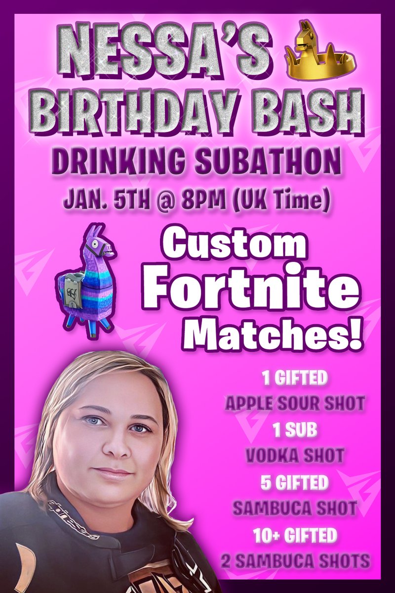 Fancy some Friday night fun?

<a href="/GijanesaOnKick/">Gijanesa</a> will be hosting a Birthday Subathon!

Alcohol, Challenges and Shenanigans!!

Friday 5th @ 8:00pm UK time.
kick.com/gijanesa

#streamer #streamergirl #StreamerCommunity #Fortnite #FortniteChapter5