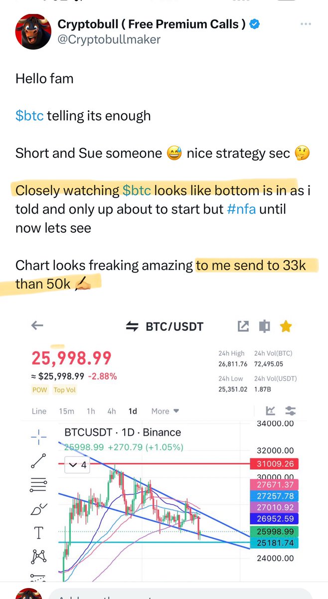 Cryptobullmaker's tweet photo. 25k was the bottom when no one wanted bullish update everyone was bearish mad at me cuz i told 25k was the bottom for $btc and we are going to 50k 

Now here we are u can say whatever u want😁

$fis will do only up✍️

Happy Newyear perma bears😘

Will appreciate a like &amp;retweet❤️ https://t.co/Tz2QsjnLE6