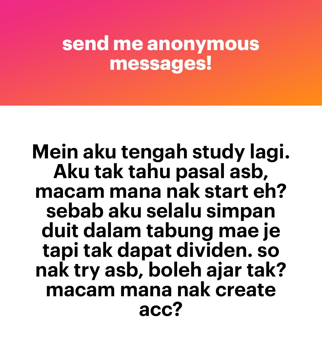 meinmokhtar's tweet photo. Pergi ja pejabat post cakap nak buka akaun asb. Bayar rm 10 nk buka akaun. Nk buka online pun boleh. Tgk website myasnb. Dah buka akaun asb, register myasnb. Pastu ang transfer semua dari mae masuk asb. Setel. https://t.co/bKCt6sP9R1