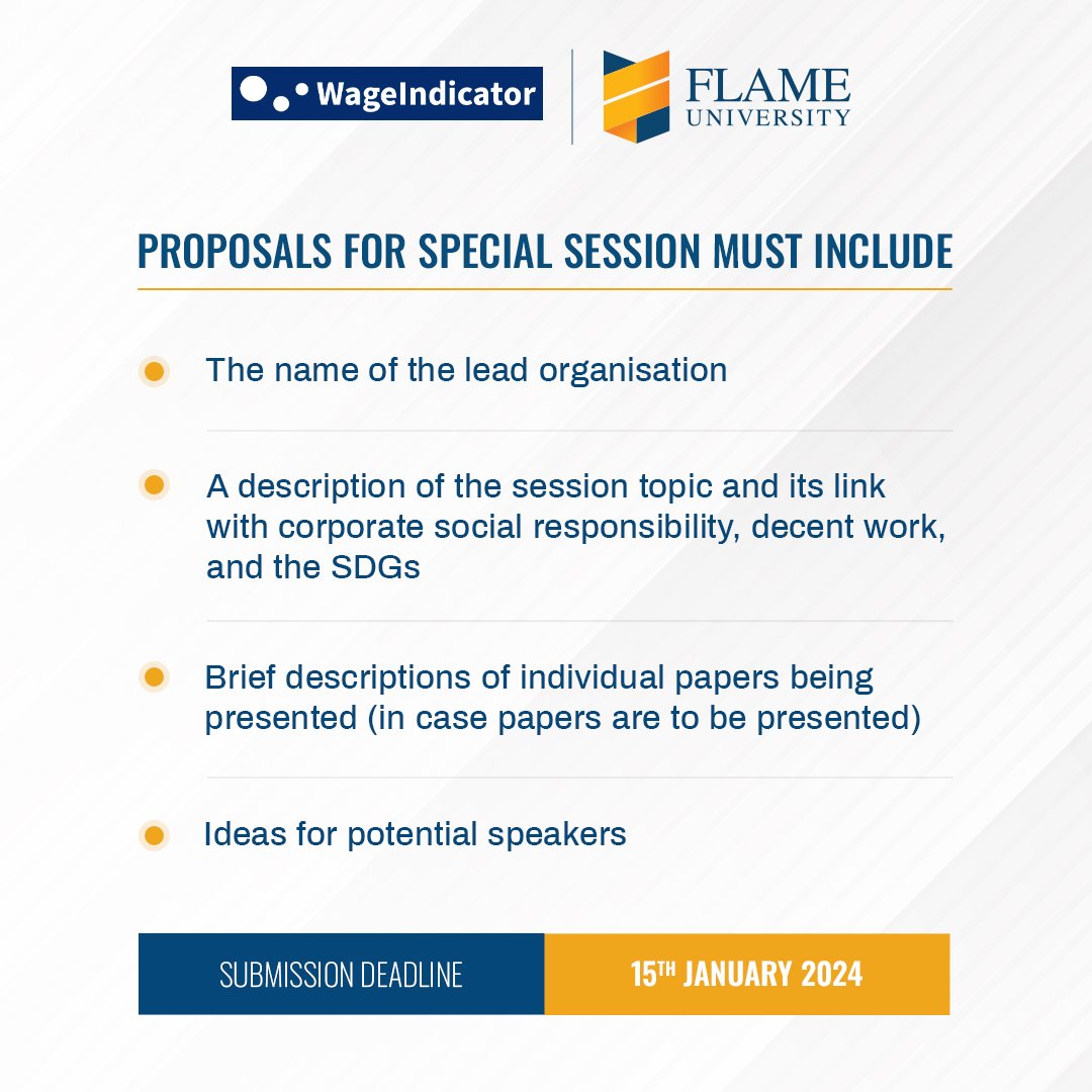 Inviting innovators and thought leaders to be a part of the upcoming International Conference on Corporate Social Responsibility and Decent Work in the era of Sustainable Development Goals, hosted jointly by FLAME University and <a href="/WageIndicator/">WageIndicator Foundation</a>.

You can contribute to the