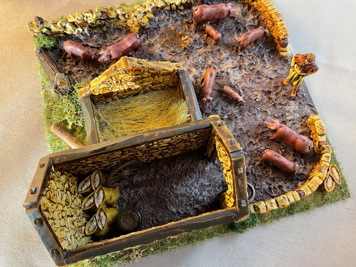 Oldwargamer's tweet photo. 2024’s first completion. A 3D Resin printed pig sty from #ReconquerDesigns. Lovely piece, I especially like the young boy playing the flute on the roof.
#wargaming #wargames #wargamer #pigsty #pigs #medieval https://t.co/YzDuQp1Qx4