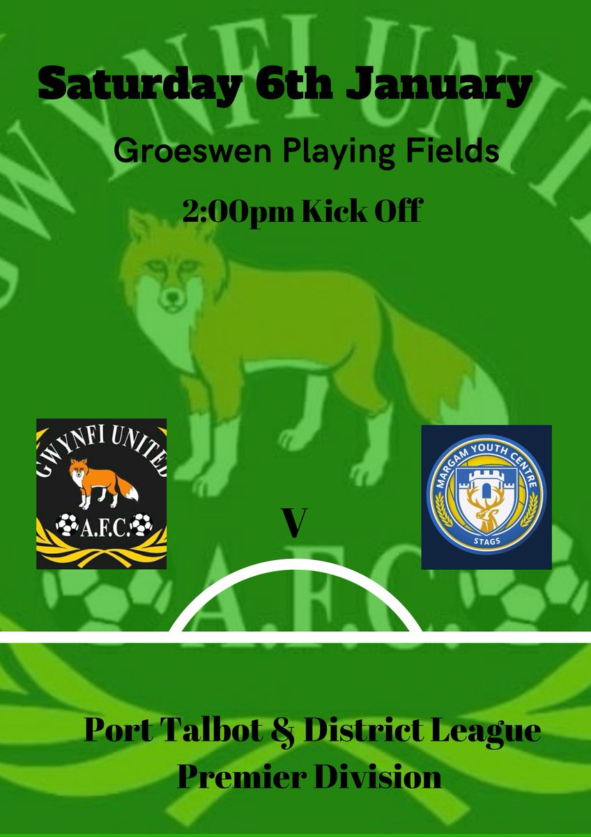 And with 2023 done, we are travelling to our first away game of the season this weekend. We face a strong <a href="/FcMargam/">Margam F.C.</a> but the boys were on a winning streak before Xmas and are hoping to carry it into the new year. Come and support the boys 💚⚽️