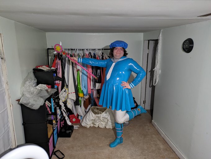 PVC Blue School Uniform Magical Girl and Boots! I like that Dark Magician Girls boots match this outfit<a href="/tag/cosplay"class="tags"><span>#cosplay</span></a><a href="/tag/pvc"class="tags"><span>#pvc</span></a><a href="/tag/miku"class="tags"><span>#miku</span></a><a href="/tag/miku16th"class="tags"><span>#miku16th</span></a><a href="/tag/mikubday"class="tags"><span>#mikubday</span></a>