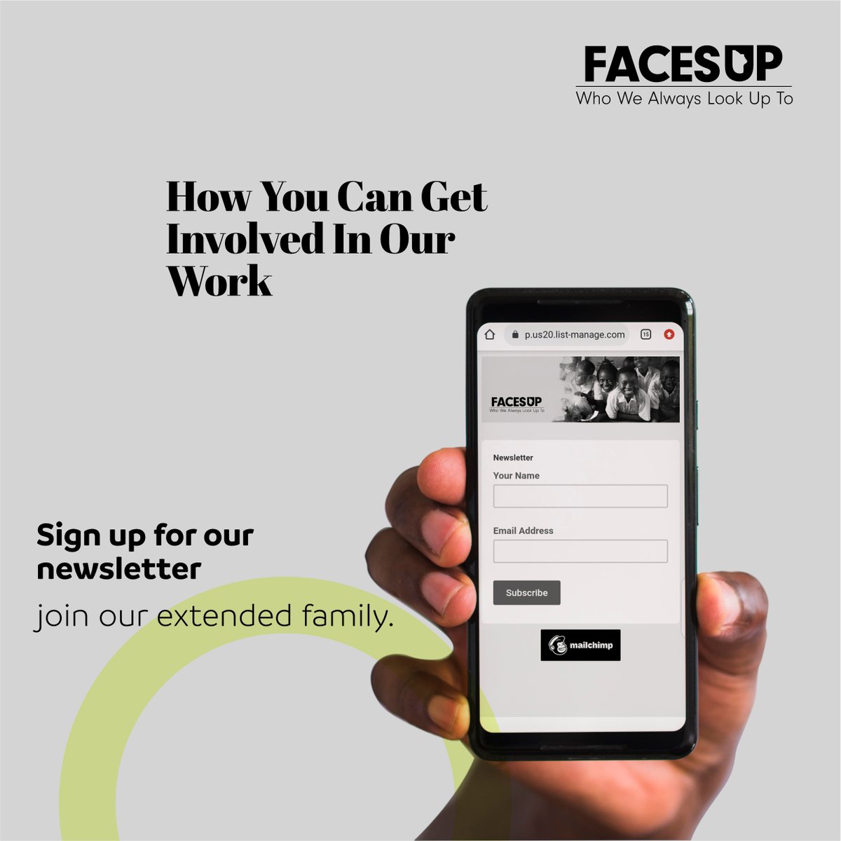 FacesUpUganda's tweet photo. This year, in our resolutions, we don't want you to miss out on anything we are doing! 

Sign up for our newsletter here: https://t.co/4M9PwXSayy

#FacesUp https://t.co/9hUl7X2HaJ