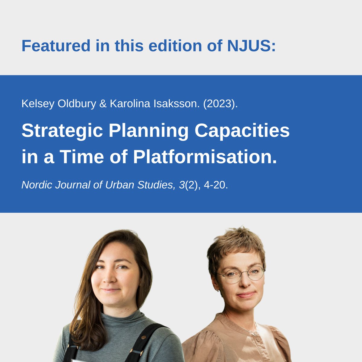 Want to know more about the relationship between platformisation and strategic planning? Check out this article by Oldbury and Isaksson: doi.org/10.18261/njus.… 👀

Happy reading!