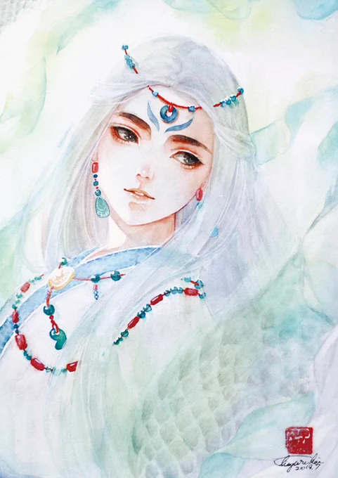 辰年セレクション 瀬織津姫(2019/水堂須佐男神社所蔵) こちらはご縁あって尼崎は水堂須佐男神社様にて御朱印&御朱印帳にして頂き、神社に飾っていただいております!  瀬織津姫は不思議な祓戸の女神 一説には天照大神の荒御魂とも言われております  #辰年 #透明水彩