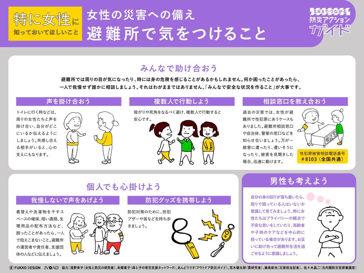 arakencloud's tweet image. 女性の災害への備えまとめです。
避難所で気をつけることについても記載してあります。女性も男性もご確認ください。