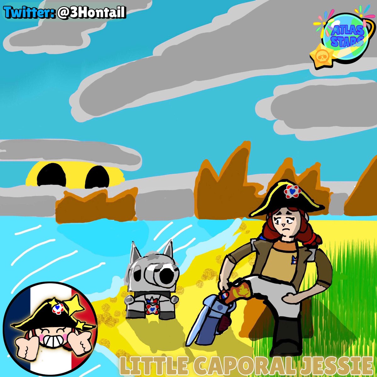 3Hontail's tweet photo. -My entry for the #AtlasStars collab !

Little caporal Jessie 🇫🇷🗡️
And thanks for @amon_san1 for letting me participate !
#BrawlStars #BrawlStarsArt #brawlstarsfanart #AtlasStarsCollab #BrawlStarsJessie https://t.co/fAGuQGxEUD