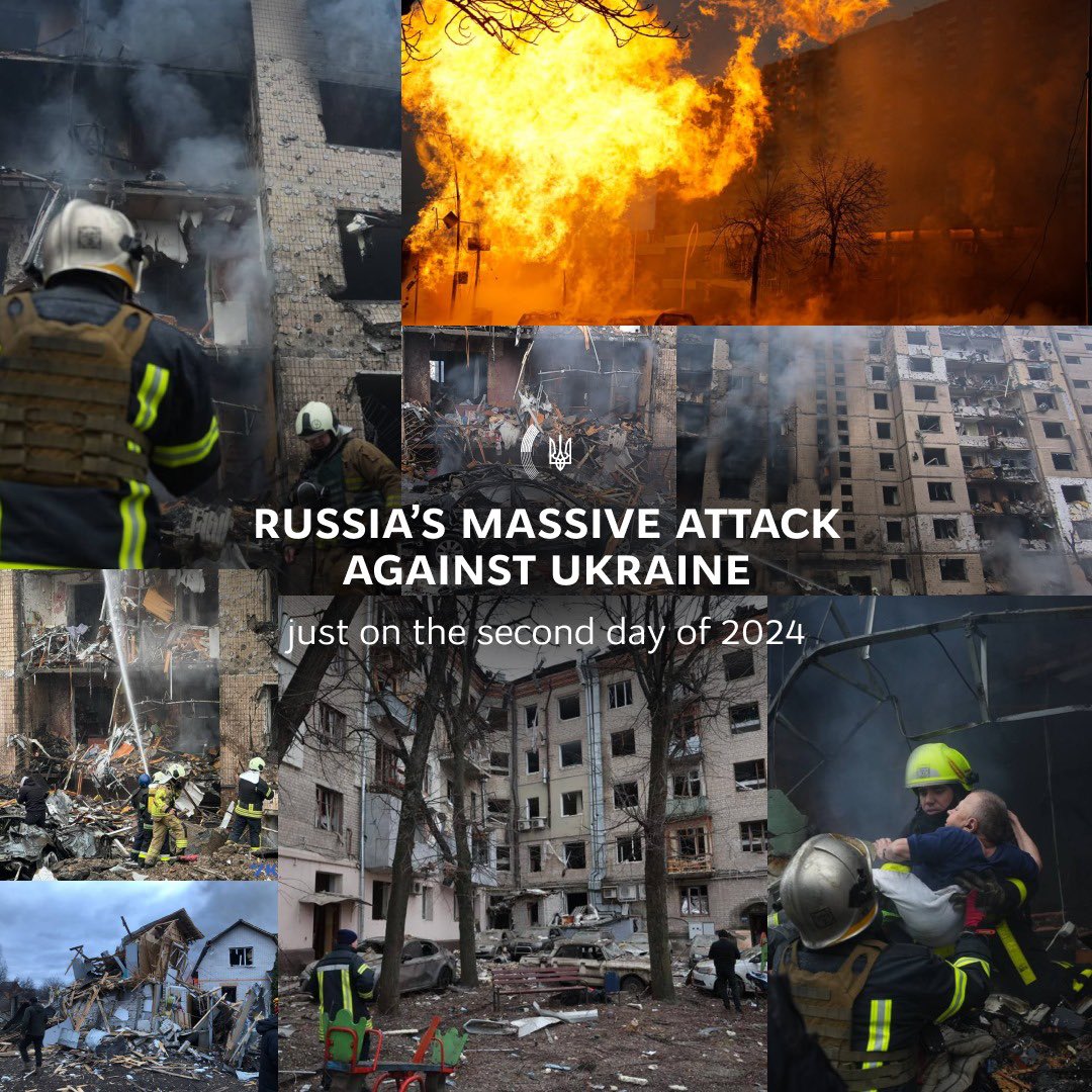 2 days after the New Year, Russia launched a massive attack on #Ukraine, with missiles and drones

Civilian objects were damaged in 🇺🇦 cities, including Kyiv, Kharkiv, Mykolaiv, Kropyvnytskyi &amp; other

We call on states &amp; intl organizations to take decisive action, #ArmUkraineNow