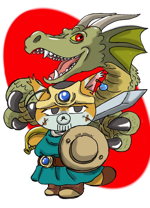 これは昨日描いたやつです。 有名なシリーズのパロです ドラゴンにビビってるフォゼ尾ちゃんガンバレ