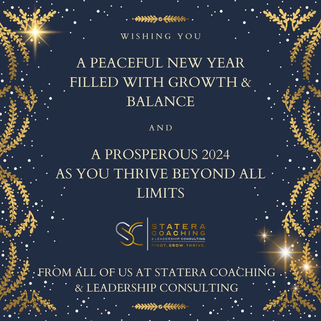 Wishing you and yours a Happy New Year! 

From all of us at 

Statera Coaching and Leadership Consulting

#happynewyear #2024 #consultants #leadershipcoaching #deiconsultants #phillylocalbusiness #bestwishesforthenewyear #conflictcoaching #mediation #stateraclc