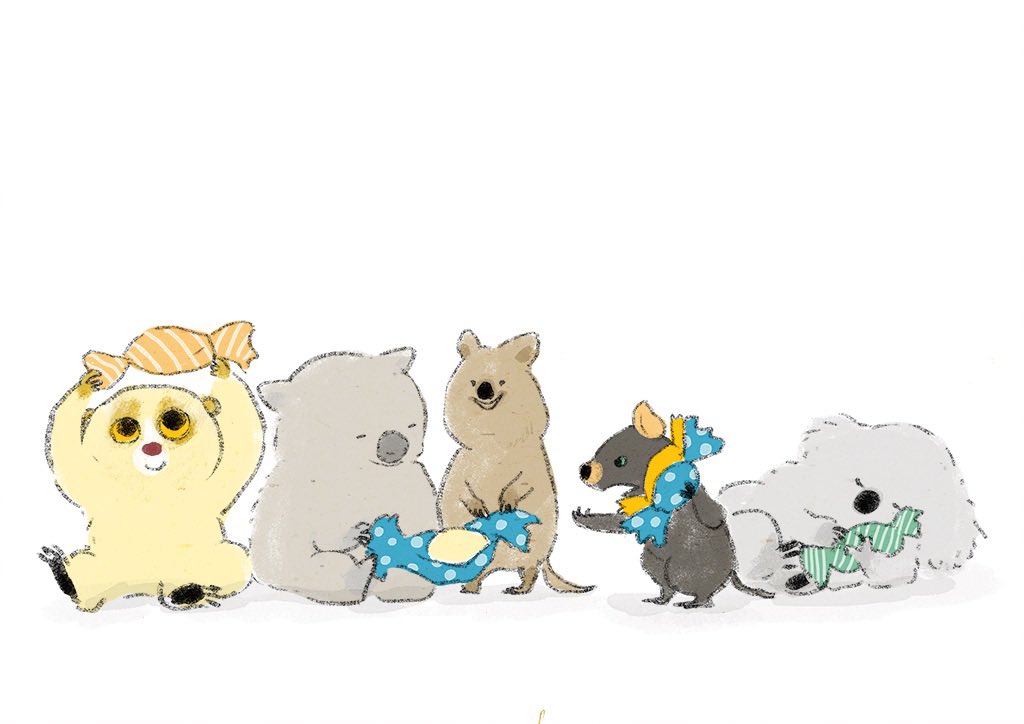 「オーストラリアの仲間たち」|ももろ　4／20発売絵本「パンダのパクパクきせつのごはん」のイラスト