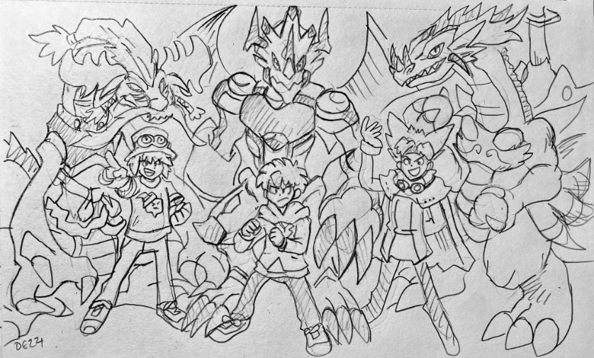 BlueIkeTweets's tweet photo. Year of the Dragon 🐉! Happy New Year! Included Jo from @YABU_Ten Digimon Dreamers. Dan, Hiro and Jo are facing the Trial of the 4G Dragons. #Digimon #digimonzone #digimonfanart #digimondreamers #digimonghostgame #Digimon #blueike #wingdramon #majiramon #canoweissmon https://t.co/Q9RDX5oqgR