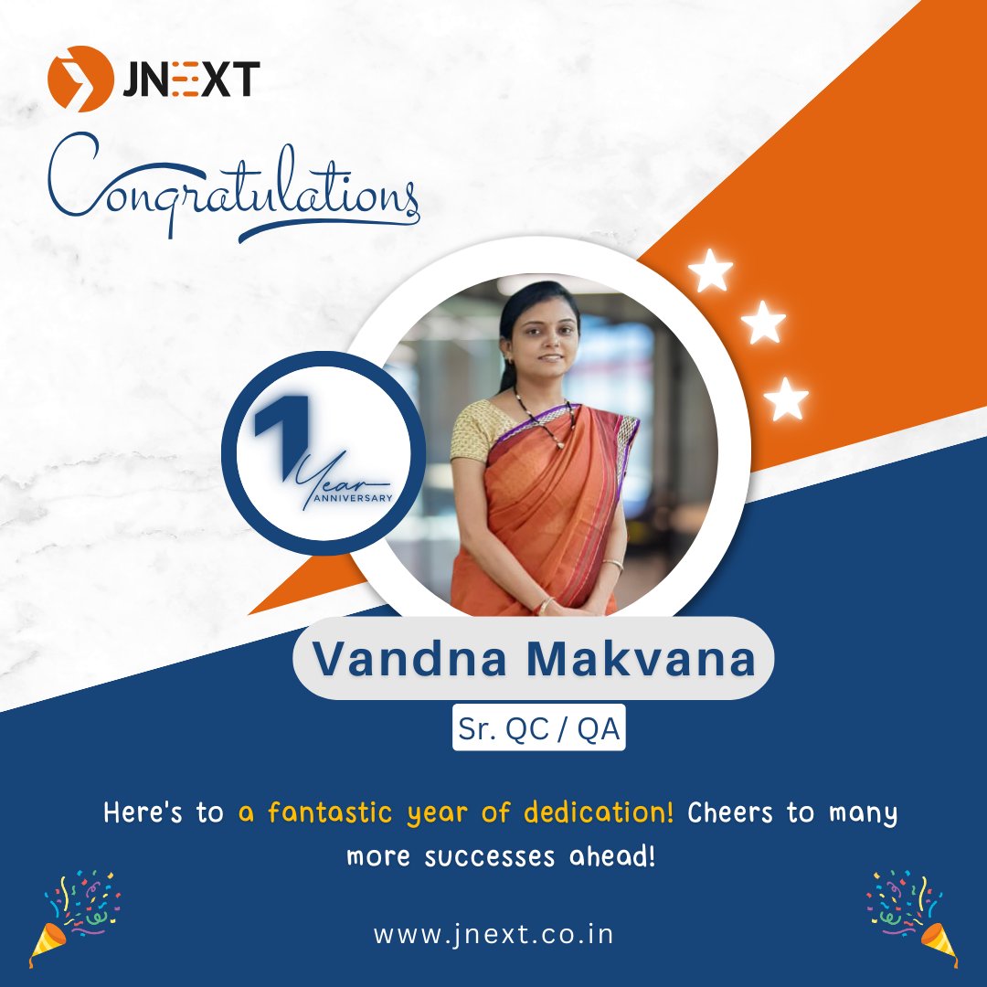 jnextservices's tweet photo. π Pop the champagne, Vandna and Hardik! We're raising a toast to your phenomenal first year! π
Thank you both for your hard work and passion! We can't wait to see what we achieve together in the years to come!
#jnext #jnextservices #jnextcelebration #WorkAnniversary https://t.co/FRSG2AXsOr