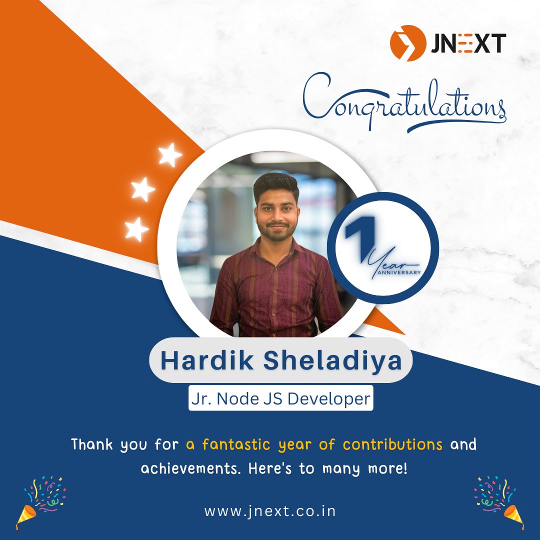 jnextservices's tweet photo. π Pop the champagne, Vandna and Hardik! We're raising a toast to your phenomenal first year! π
Thank you both for your hard work and passion! We can't wait to see what we achieve together in the years to come!
#jnext #jnextservices #jnextcelebration #WorkAnniversary https://t.co/FRSG2AXsOr