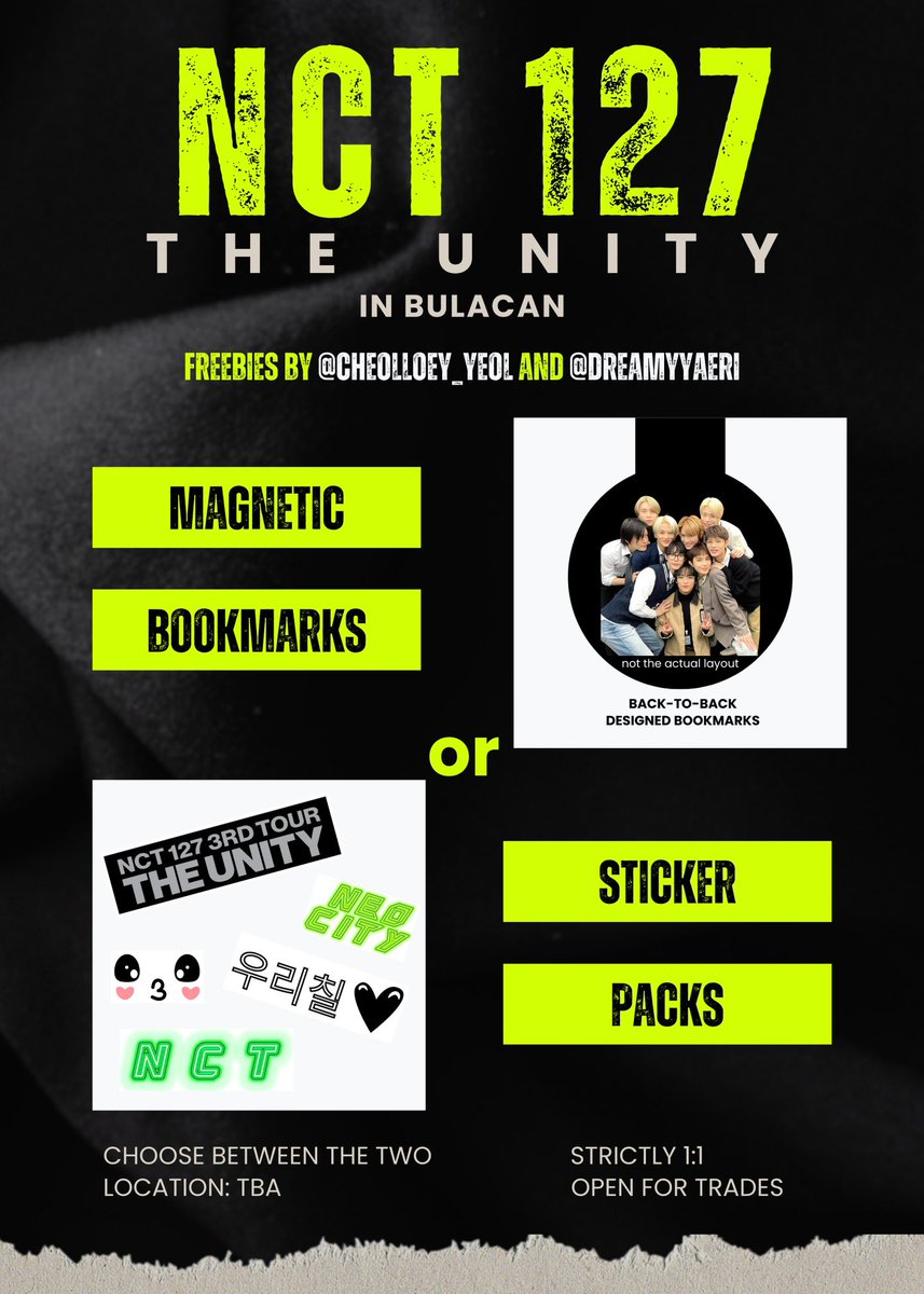 cheolloey_yeol's tweet photo. NCT 127 NEO CITY: The Unity in Bulacan Fan Support or Freebies by @cheolloey_yeol &amp; @dreamyyAeri

💚rt + like this tweet
🖤follow me &amp; @dreamyyAeri 
💚1:1, choose between the two
🖤open for trade
💚loc: tba

#NCT127 #NEOCITY
#NCT127_NEOCITY_THE_UNITY
#NEOCITY_THE_UNITY_in_BULACAN https://t.co/XwsjUAA62t