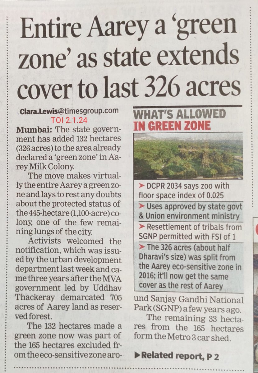 Some good news coming in for Aarey, in 2024 💚