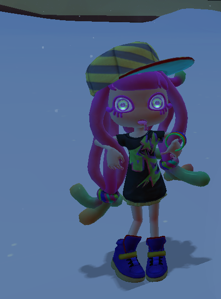 VoidBunny_'s tweet photo. A late christmas/happy new year post and in this image Harmony/Paruko from Splatoon is feeling her hair because she is cold #Splatoon３ https://t.co/GgMqPM4Dq9