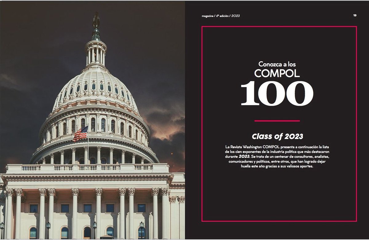 rubysoriano's tweet image. Gracias a la Revista Washington ComPol por este regalo para arrancar el 2024.
Por 4to año estamos en el ranking de los 100 más influyentes de la ComPol.
Aquí vamos con mayor compromiso y sobre todo, ética. 🙌🏻
