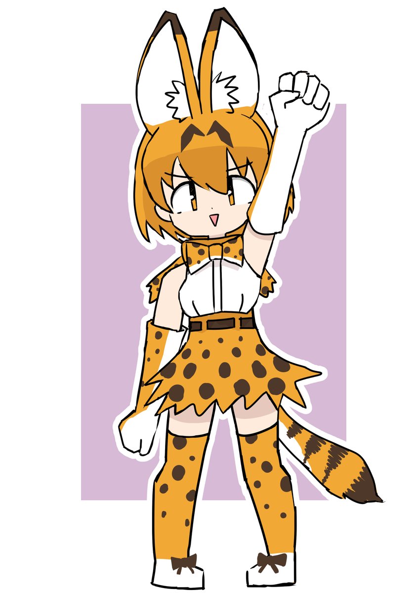 serval (kemono friends) 1girl animal ears tail solo gloves thighhighs skirt  illustration images