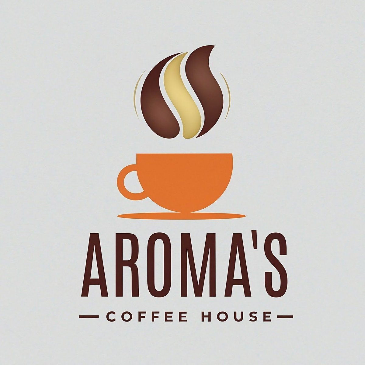 📜 MJ vs DALL-E vs Google Search (SGE) Image Gen ✍️Flat vector illustration of a company logo, use the color palette of Brown, Orange and Gold with text 'Aroma's Coffee House', I used the above prompt in MJ, DALL-E and Google Search. Check ALT to know the rendering engine.