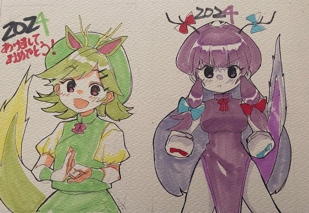 「相変わらず年明けて年賀状描いてます、すみません。。。 」|HALLジオン＠次は夏コミのイラスト