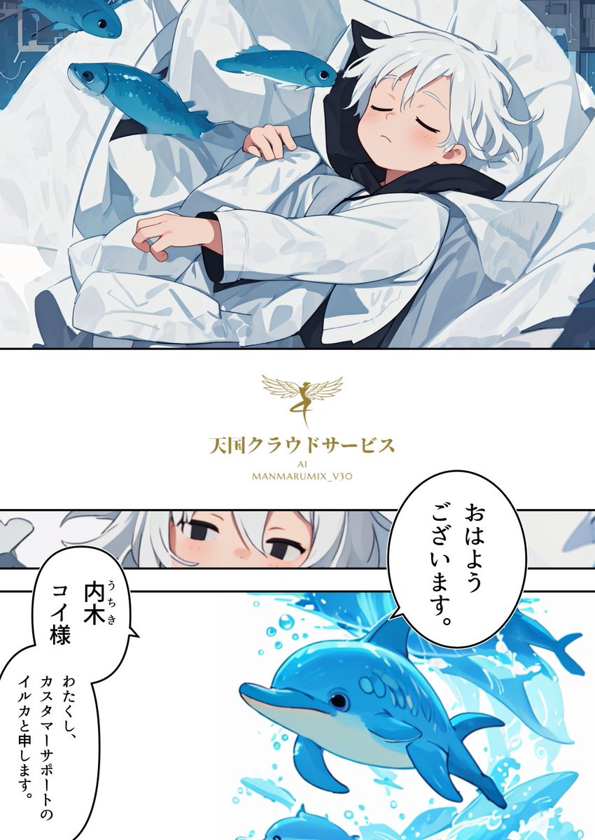 maruhi_dd's tweet photo. 全編生成AI作画のカラー漫画完成しました！！

死んだ人がアップロードされる天国クラウドサービスで、人生を取り戻そうと奮闘する少年少女の甘酸っぱい物語です。

(1/5)
#漫画が読めるハッシュタグ https://t.co/jnBqspwccQ
