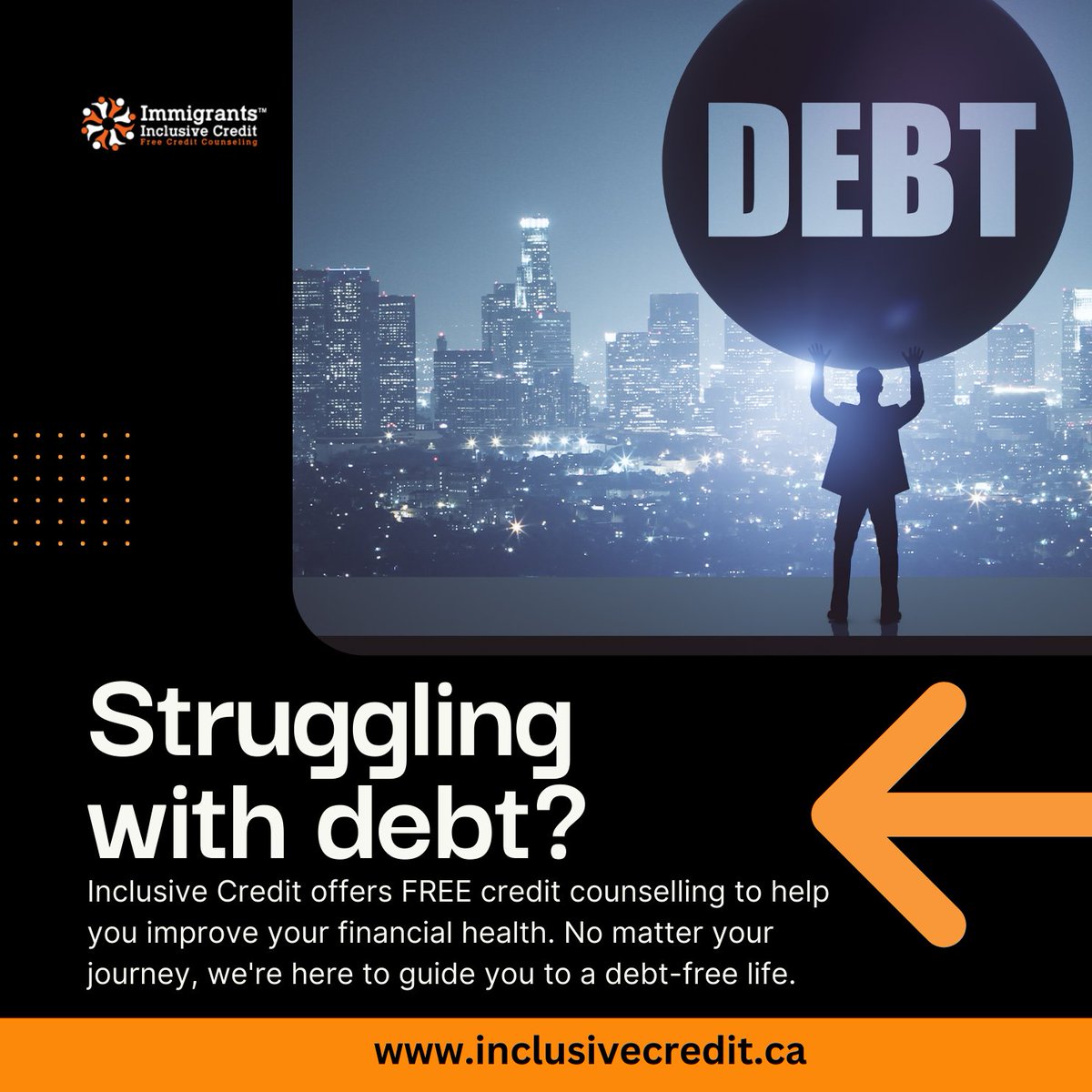 ImmigrantCredit's tweet photo. Struggling with debt?

Inclusive Credit offers FREE credit counselling to help you improve your financial health. No matter your journey, we're here to guide you to a debt-free life.

#debtstruggles #inclusivecredit #freecreditcounselling 

🔥Website: https://t.co/gEQxMxuz8q https://t.co/pbYvkGMBhN