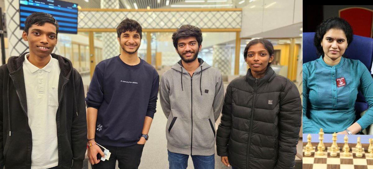 ChessbaseIndia's tweet photo. This year 5 our of 16 players at the Candidates will be Indians! They will be Praggnanandhaa, Vidit Gujrathi, Gukesh in the open and Humpy and Vaishali in the women. It's an amazing achievement for Indian chess and a big shoutout to all the stakeholders who have been working tirelessly since years. This is definitely a huge moment for Indian chess.
