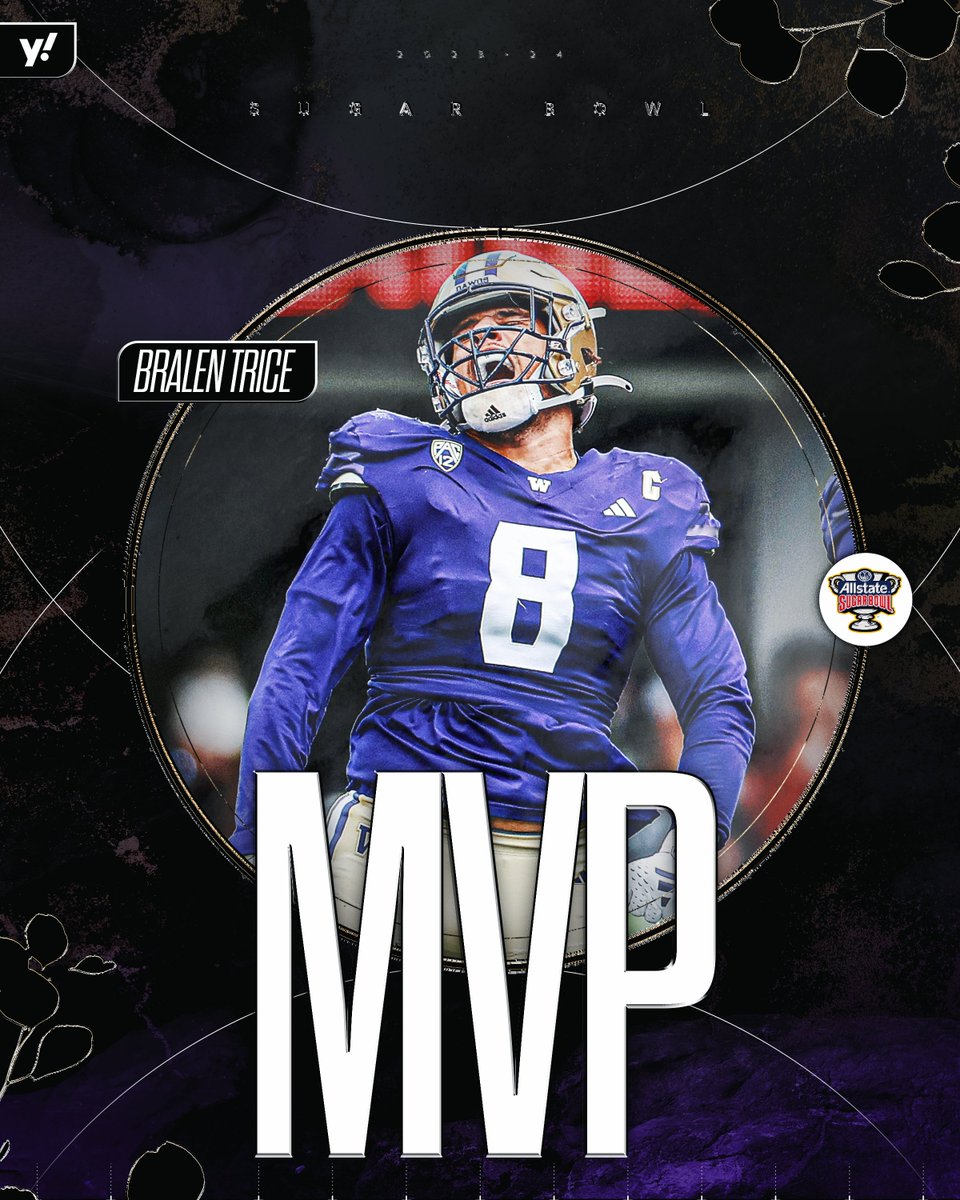 YahooSports's tweet photo. Michael Penix Jr. (offense) and Bralen Trice (defense) are the Sugar Bowl MVPs 🙌 https://t.co/KDSx7yCDve