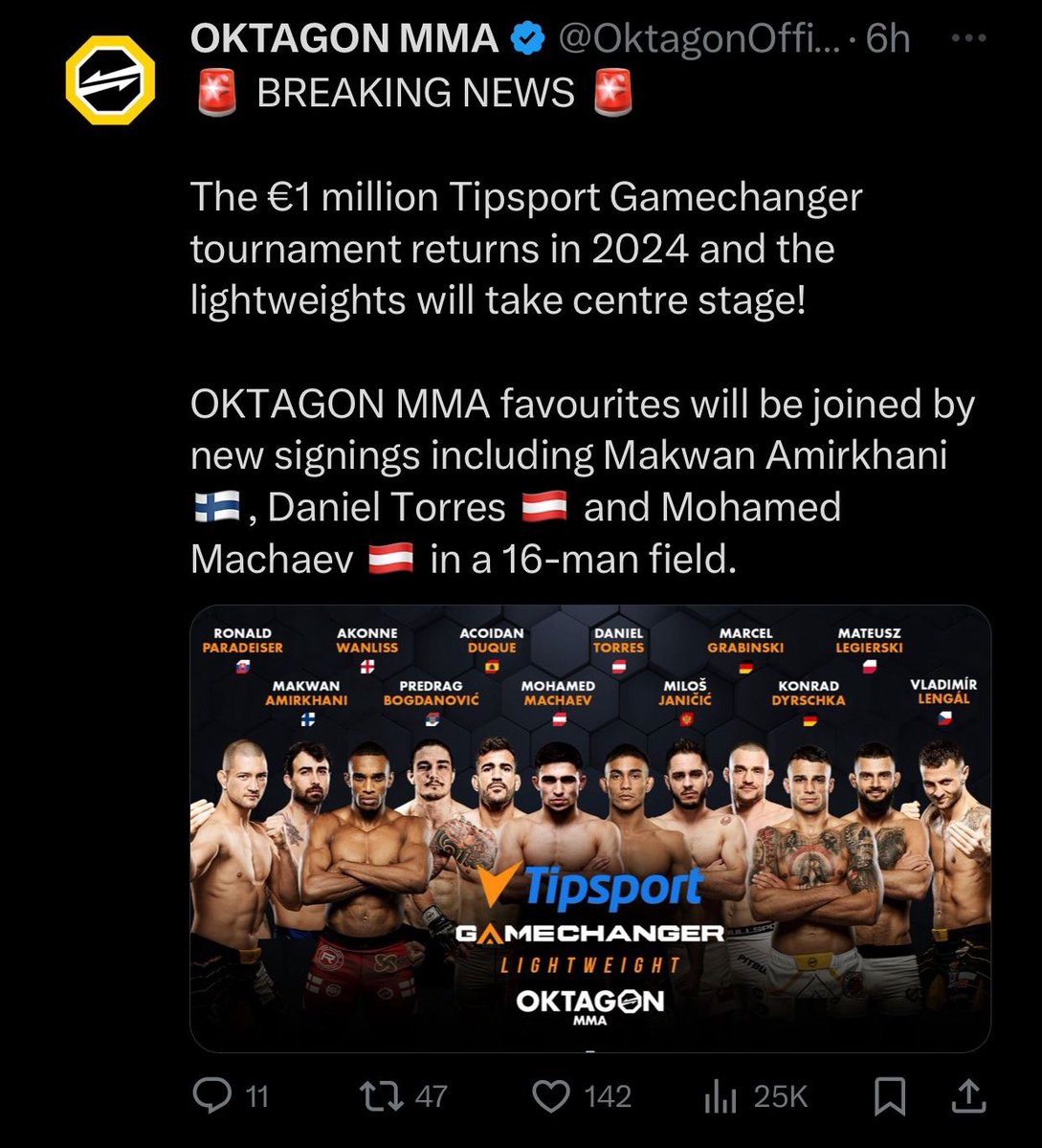 Machaev_mma's tweet photo. Proud to be part of @OktagonOfficial Lightweight tournament in 2024!

Oktagon fans can expect me to bring exciting performances as always! I’m coming for that belt ☝🏻🏆 https://t.co/TfELrye5H3