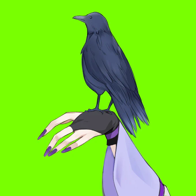 #カルタの絵札 烏と一緒に居られるお手手です